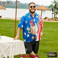 Rooster American Flag Firework Hawaiian Shirt