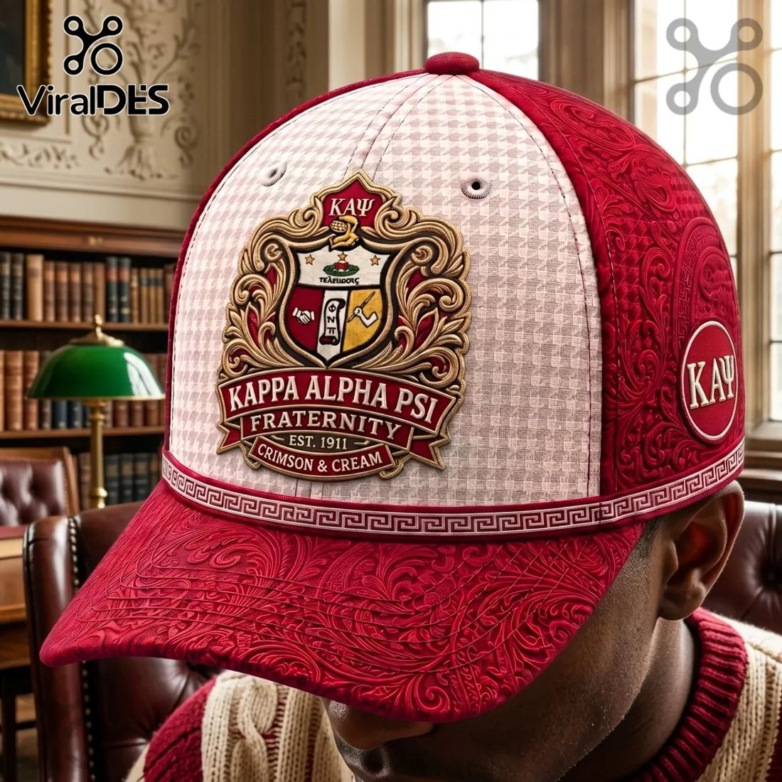 Kappa Alpha Psi Crimson Cream Crest Embroidered Cap