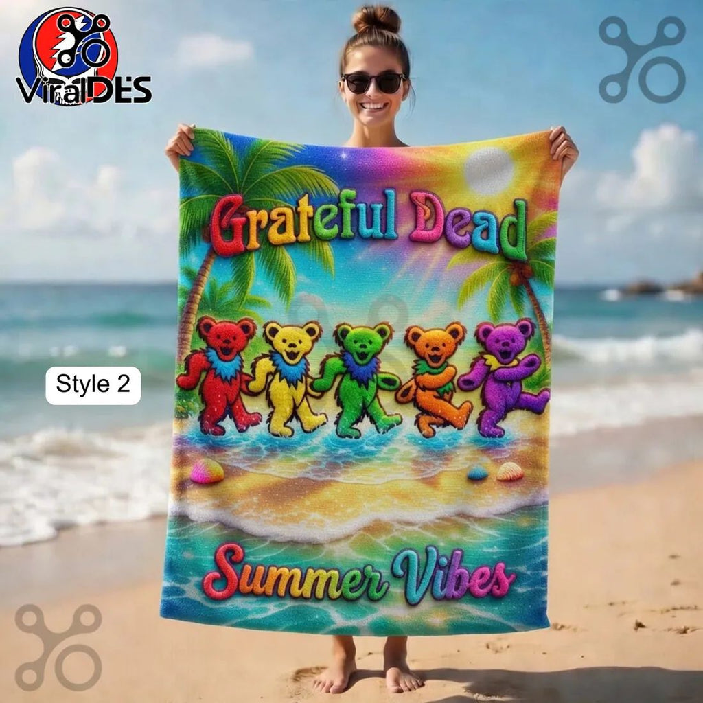 Grateful Dead Steal Your Face Tie-Dye Summer Beach Towel