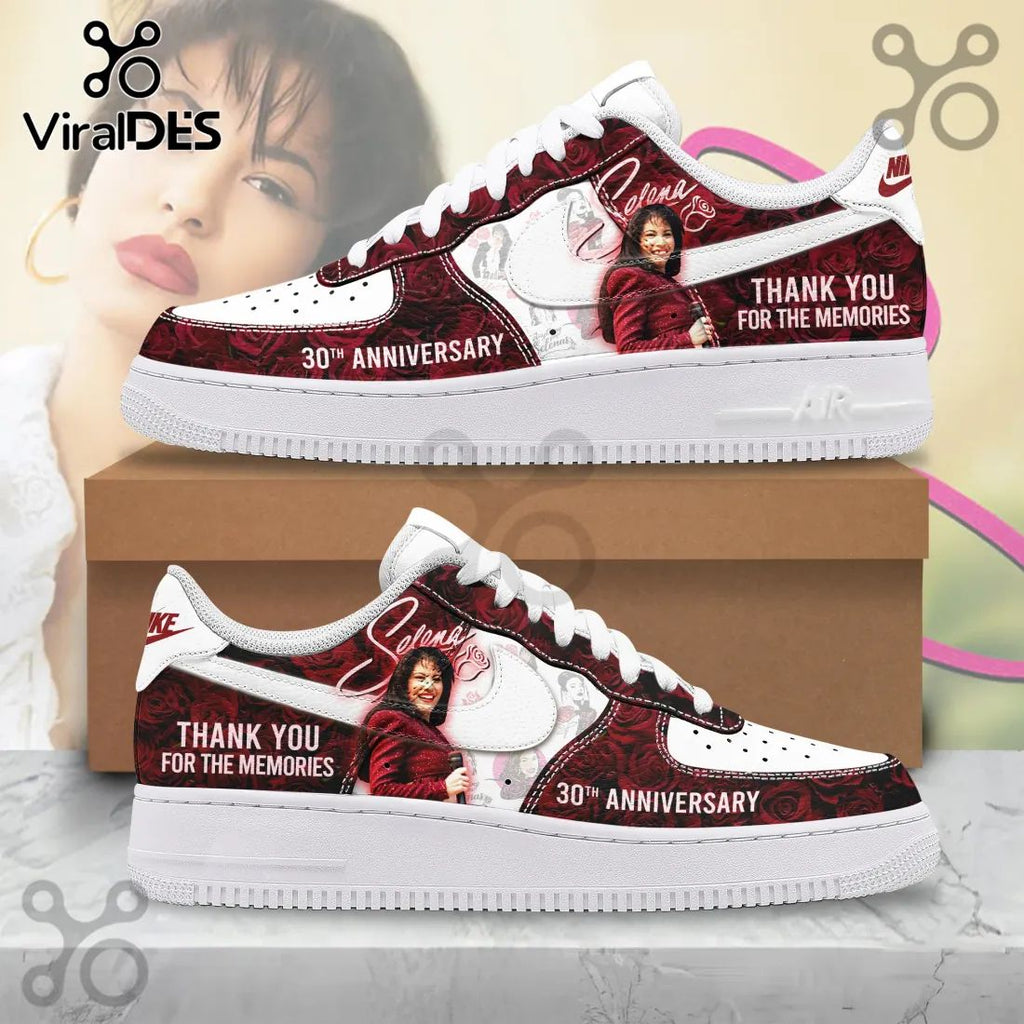 Selena 30th Anniversary Rose Pattern Air Force 1 Sneakers