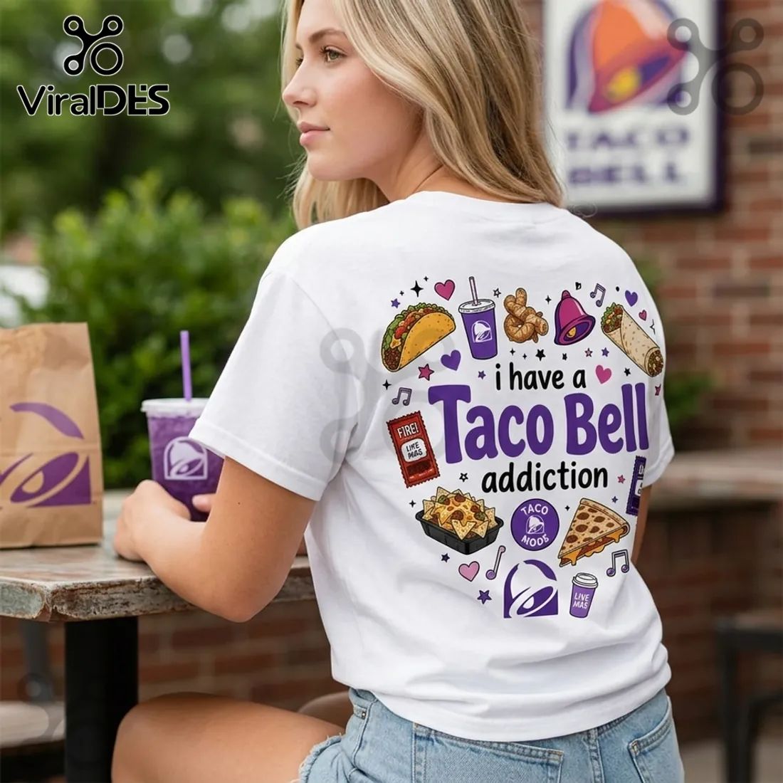 2026 Taco Bell Heartbeat Logo White T-Shirt