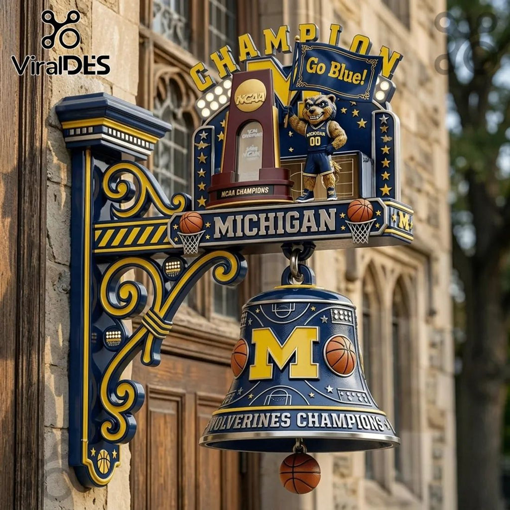 Michigan Wolverines NCAA Basketball Champions Hanging Wall Bell