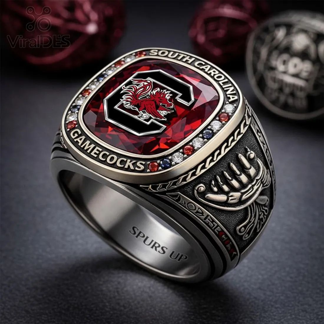 USC Gamecocks University of South Carolina Luxury Engraved College Sports Fan Ring