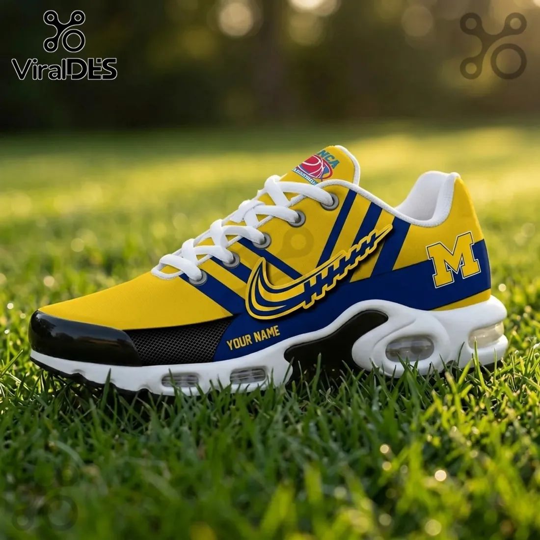 Michigan Wolverines Yellow and Blue Air Max Sport Shoes