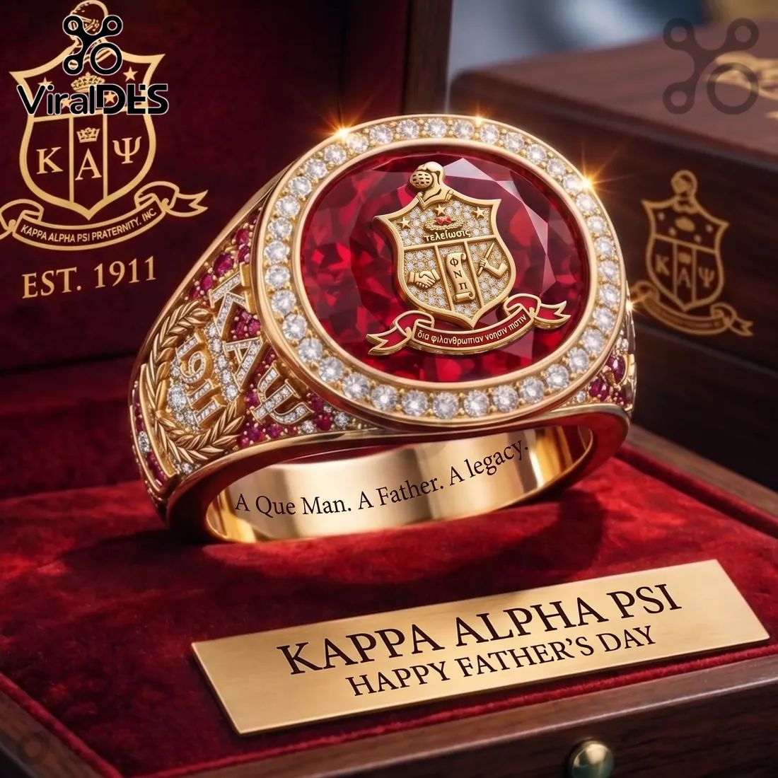Kappa Alpha Psi Father’s Day Premium Gold Diamond Fraternity Ring