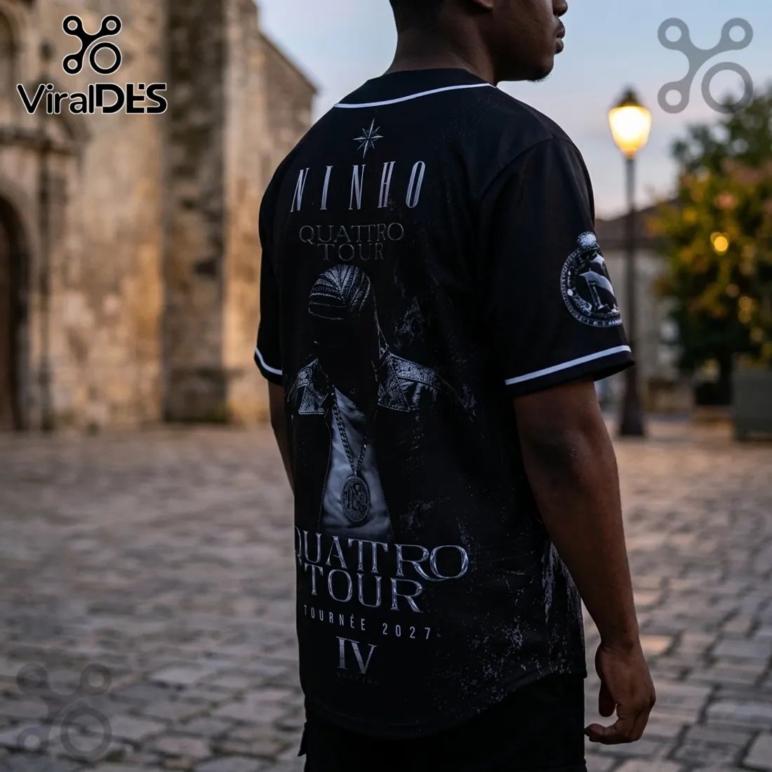 Ninho Quattro Tour Black Button Up Baseball Jersey