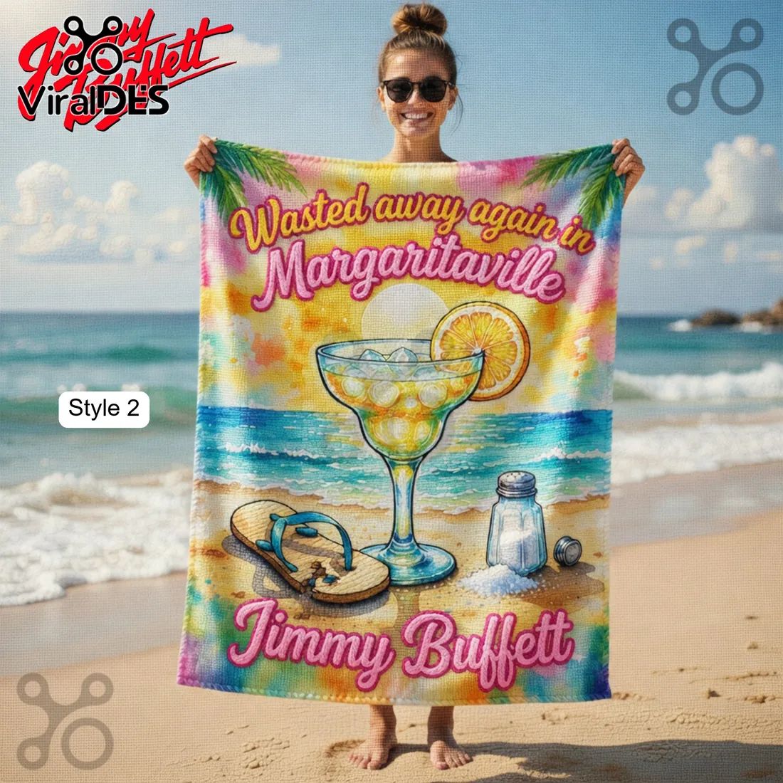 Jimmy Buffett Margaritaville Parrot Hammock Tropical Summer Beach Towel