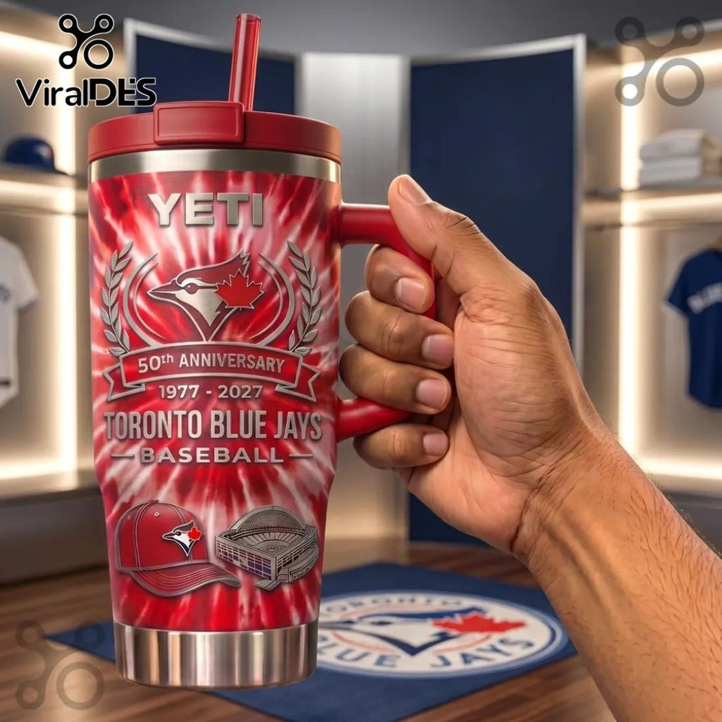 Toronto Blue Jays 50th Anniversary Tie Dye YETI StanleyTumbler