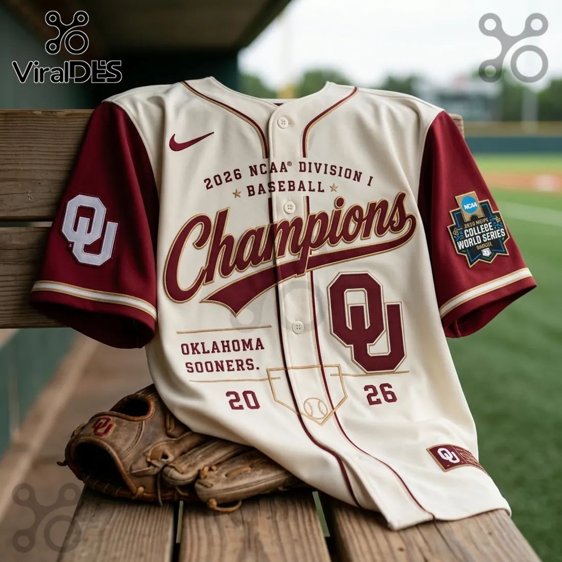 Oklahoma Sooners 2026 Baseball National Champions Cream Jersey
