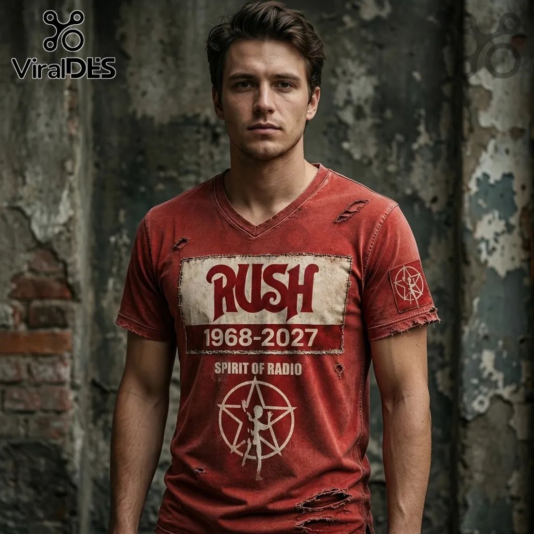 Rush Spirit Of Radio 1968-2027 Red Distressed T-Shirt