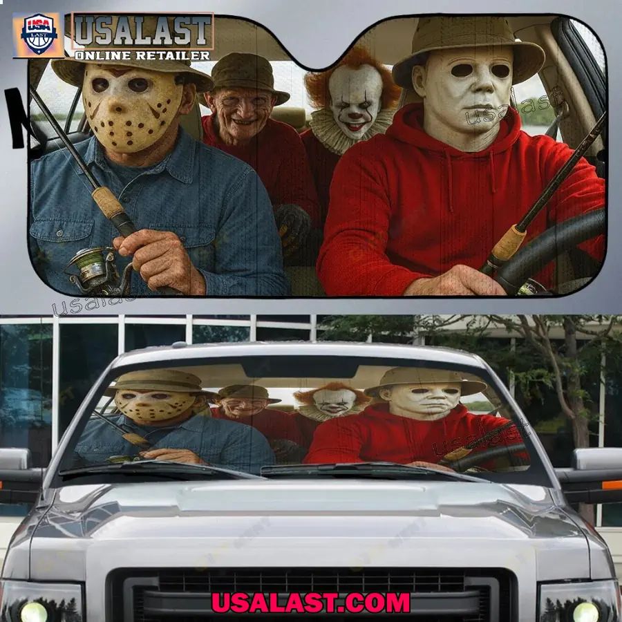 Fishing Horror Movie Characters Car Sunshade, Car Windshield Cover