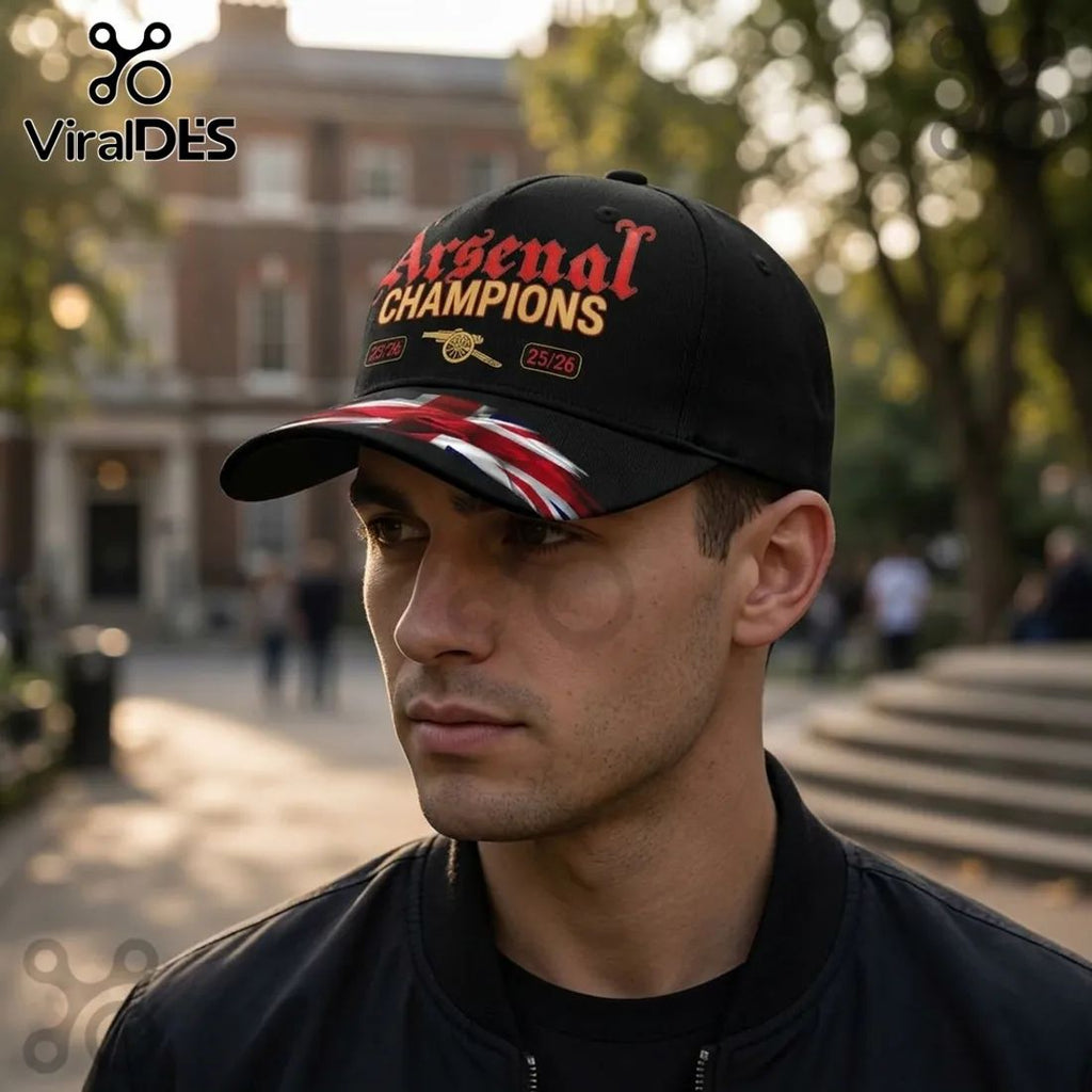 Arsenal FC Premier League Champions 2025/26 Black Baseball Cap