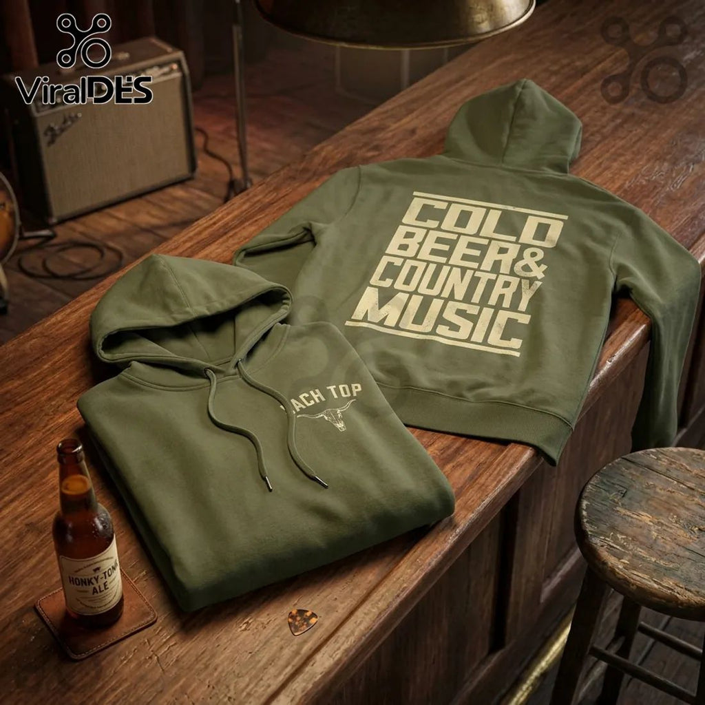 Zach Top Tour 26 Cold Beer and Country Music Olive Hoodie