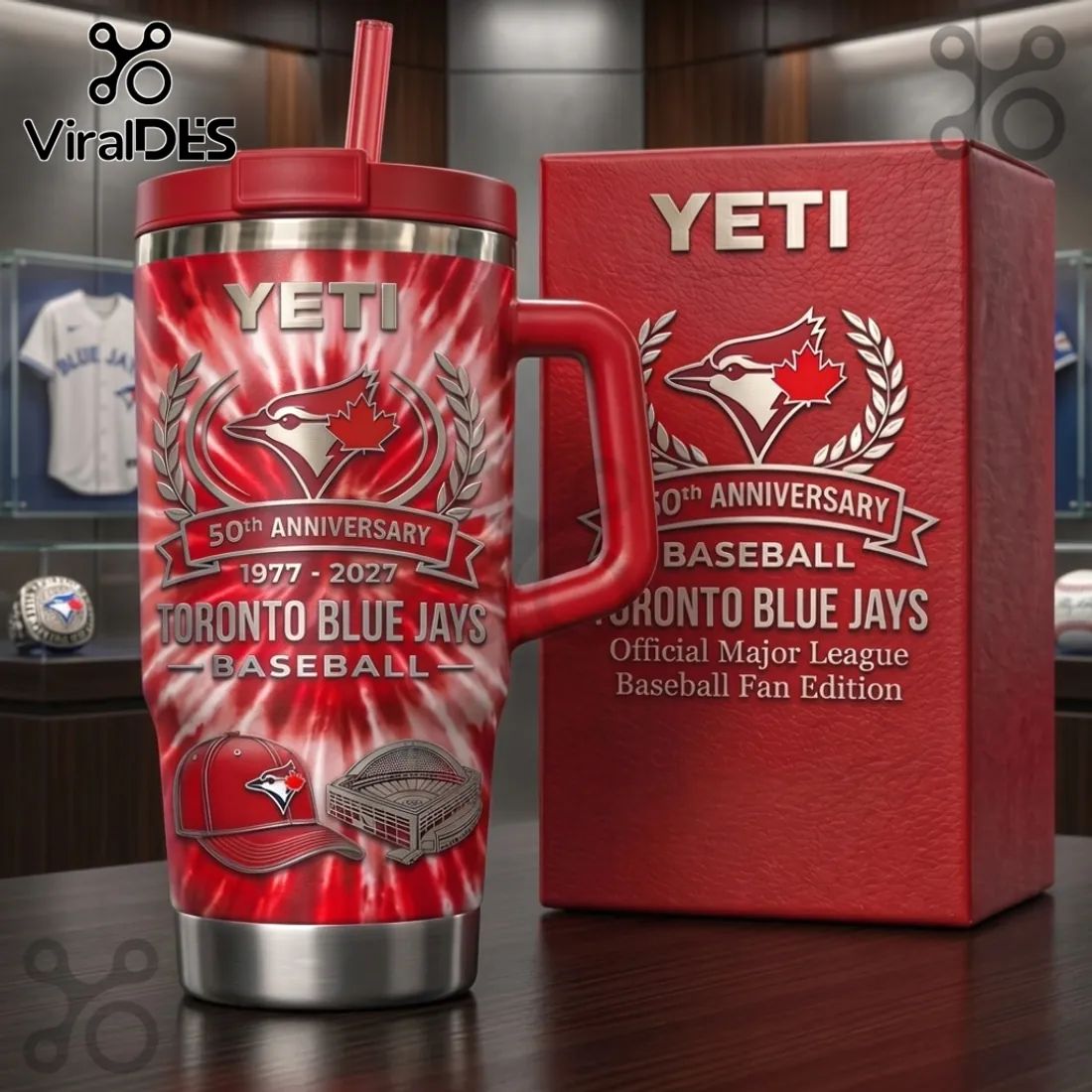 Toronto Blue Jays 50th Anniversary Tie Dye YETI StanleyTumbler