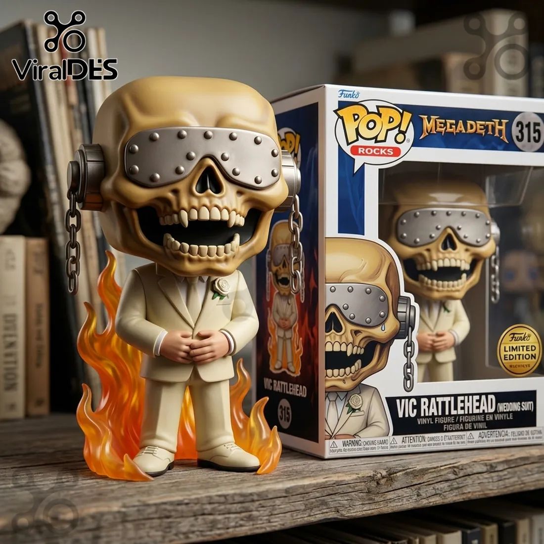 Funko Pop Rocks Megadeth Vic Rattlehead Wedding Suit Sculpted Vinyl Figure