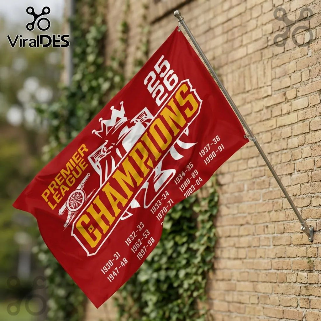 Arsenal FC Premier League Champions 25/26 Double-Sided House Flag