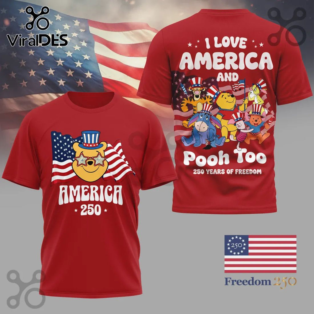 Patriotic Pooh & Friends America 250 Years of Freedom T-Shirt