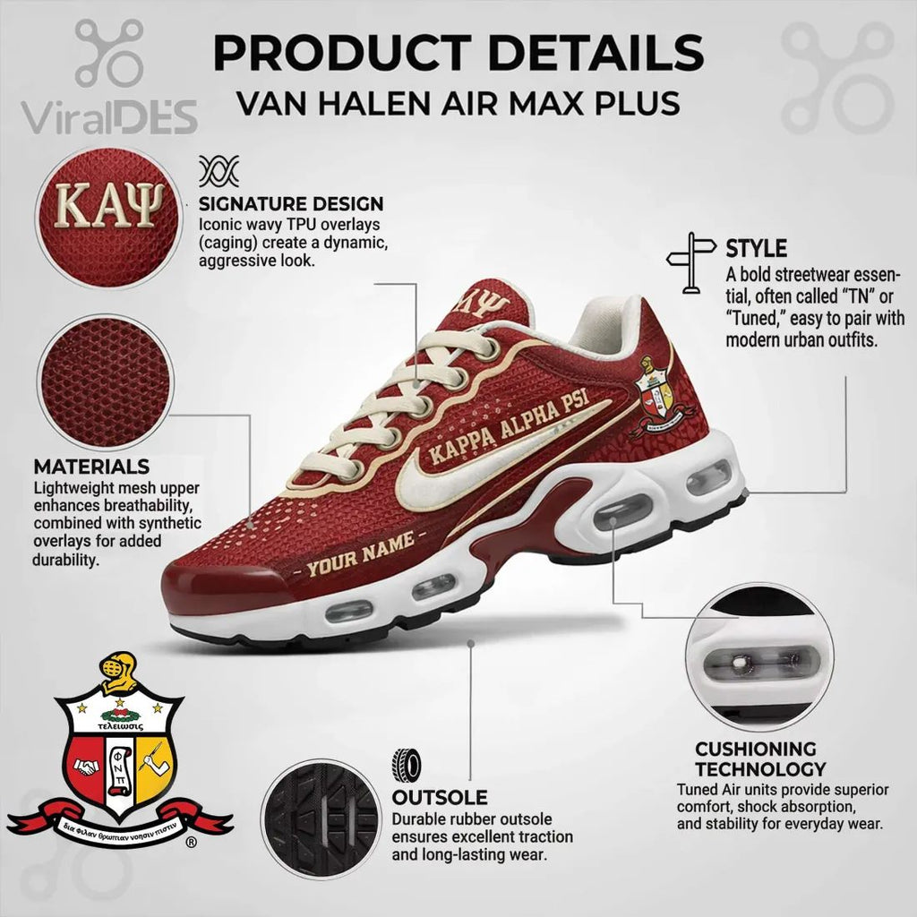 Kappa Alpha Psi Fraternity Personalized Red Custom Air Max Plus