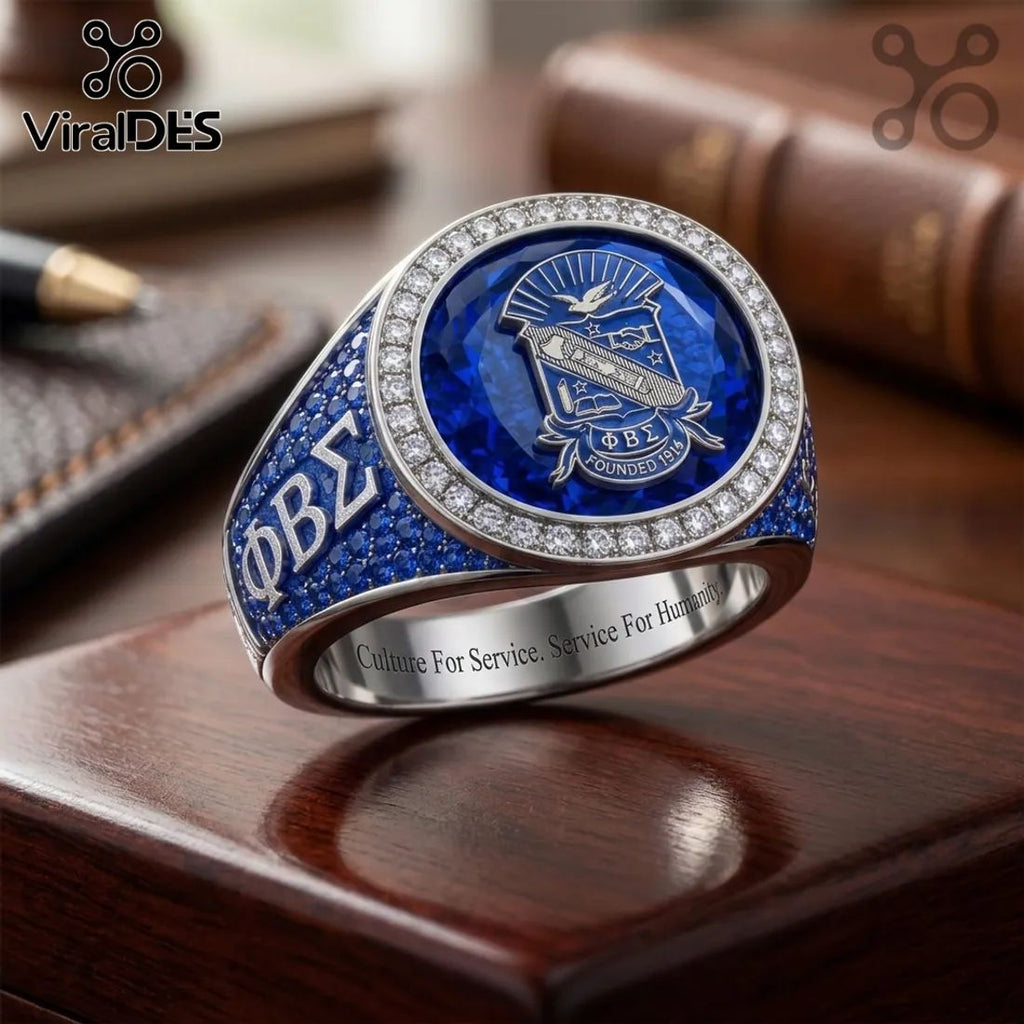 ΦΒΣ Phi Beta Sigma Premium Blue Gemstone Father’s Day Gift Ring