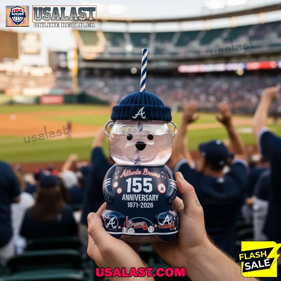 Atlanta Braves 155th Anniversary 1871-2026 Bear Glass Cup, Bear Bottle