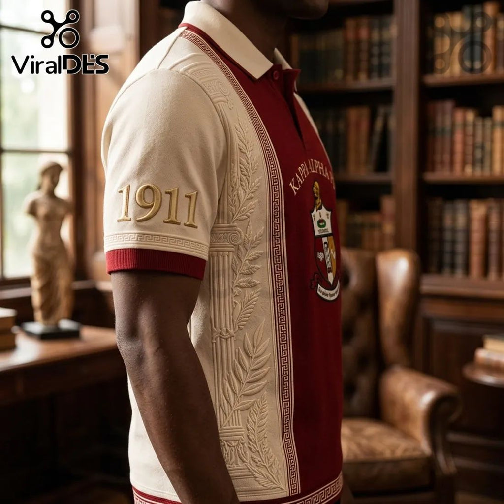 Kappa Alpha Psi Crimson White Textured Polo Shirt
