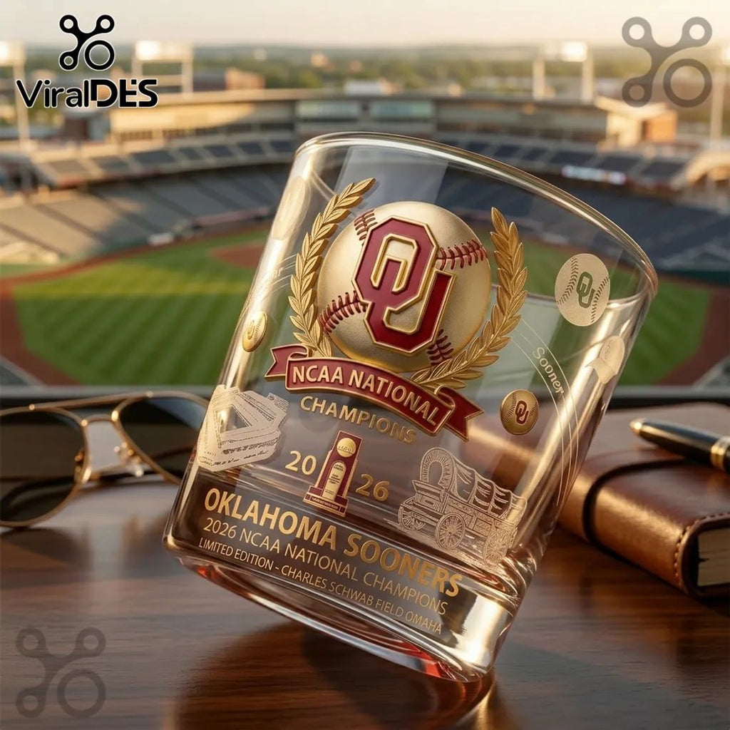 Oklahoma Sooners 2026 Baseball Championship Red Whiskey Glass