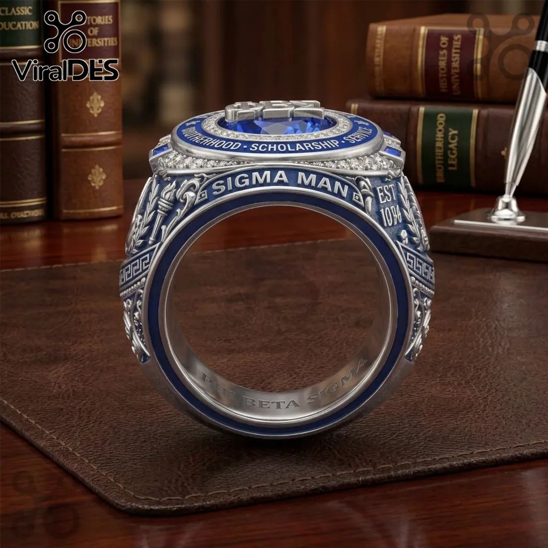 Phi Beta Sigma Est 1914 Blue Enamel Commemorative Ring