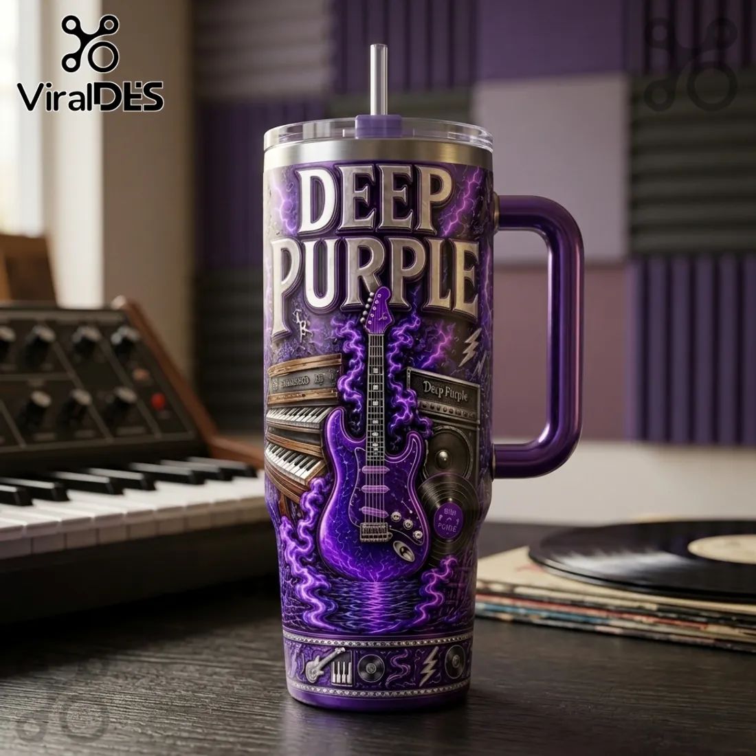 Deep Purple Rock Band Purple 40oz Stanley Tumbler