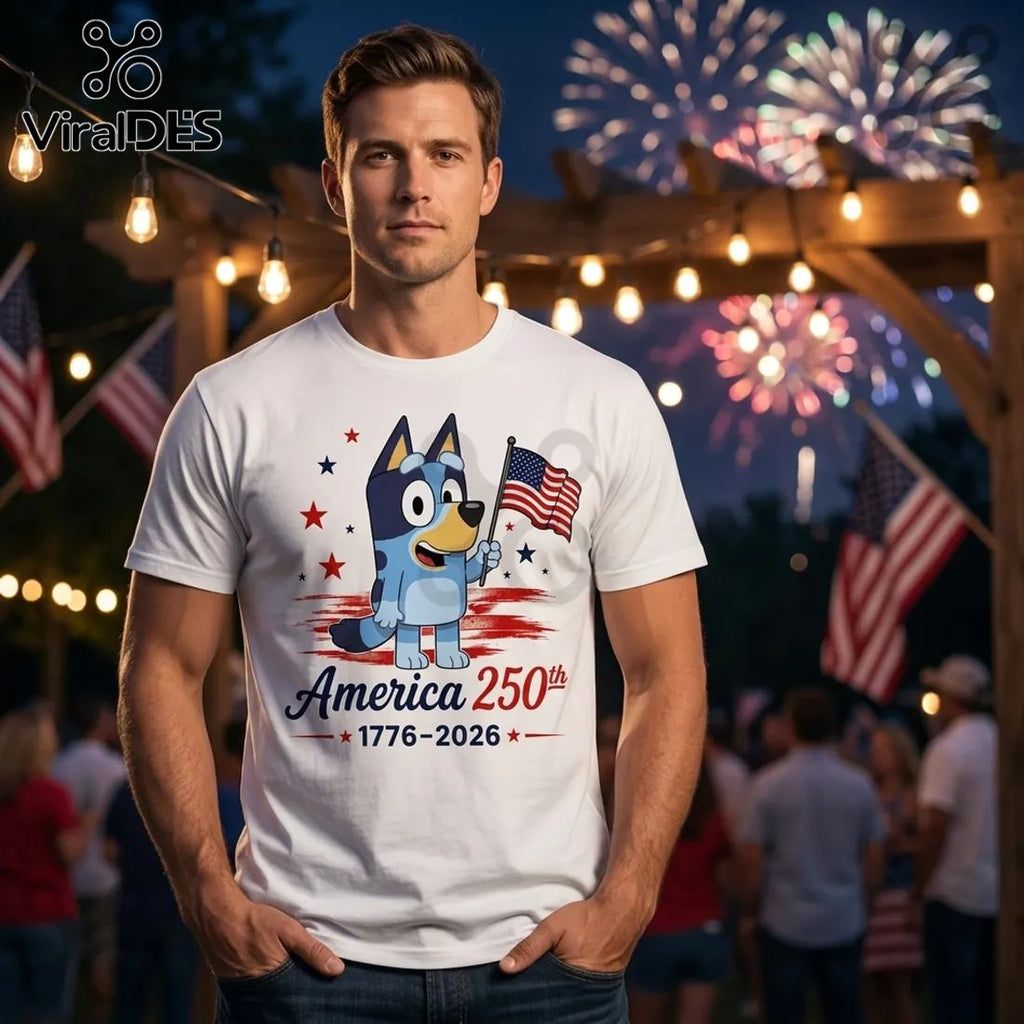 Bluey USA 250th Anniversary 1776-2026 Patriotic Collectible T-Shirt