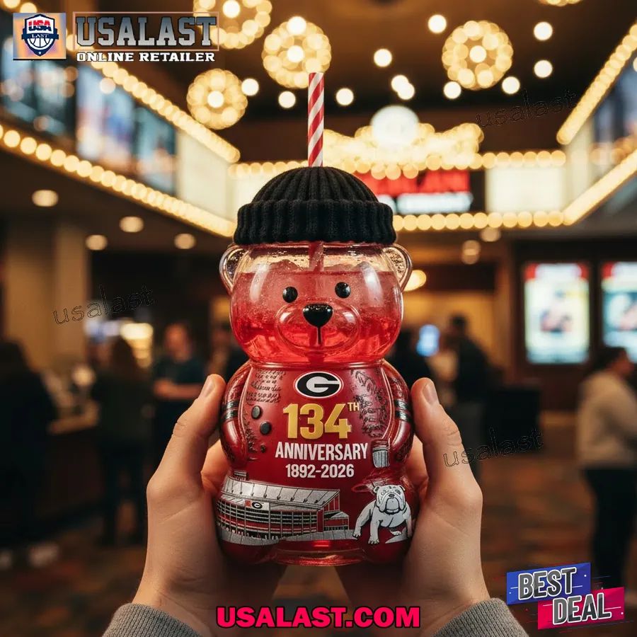 Georgia Bulldogs 134th Anniversary Bear Glass Cup