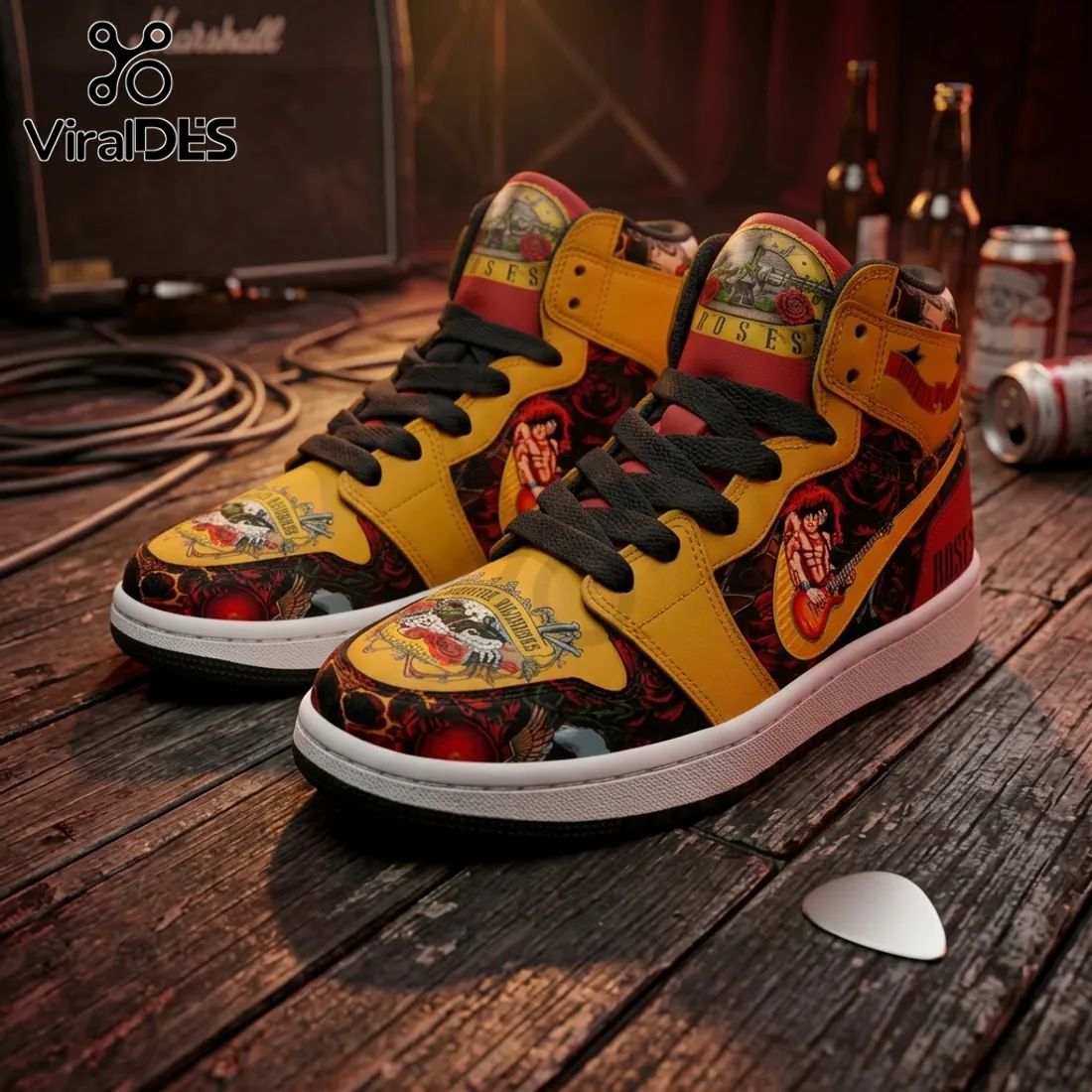 Guns N Roses Rock Band Yellow High Top Sneakers