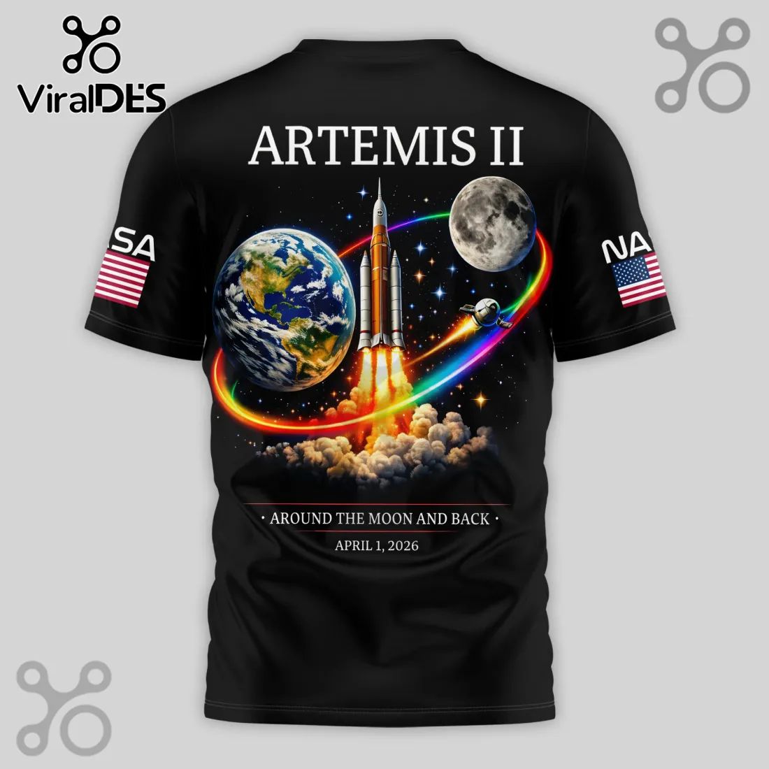 NASA Artemis II Dark Side Moon All-Over Print T-Shirt
