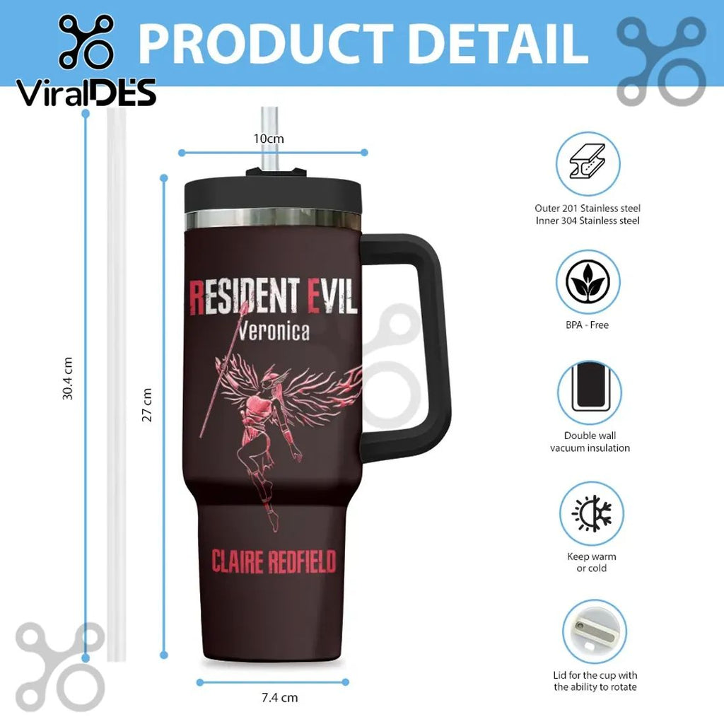 Resident Evil Code Veronica Claire Redfield Stainless Steel 40oz Stanley Tumbler