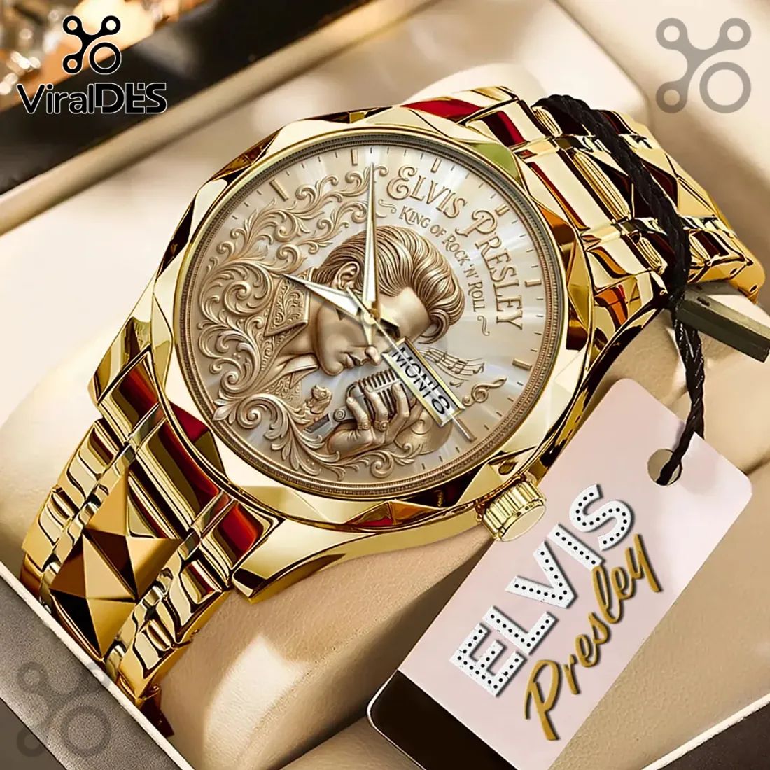 Elvis Presley Gold Plated Embossed Quartz Watch