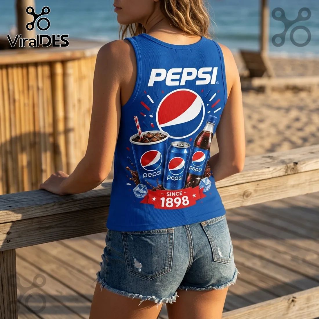 Pepsi 1898 Vintage Logo V-Neck Tank Top