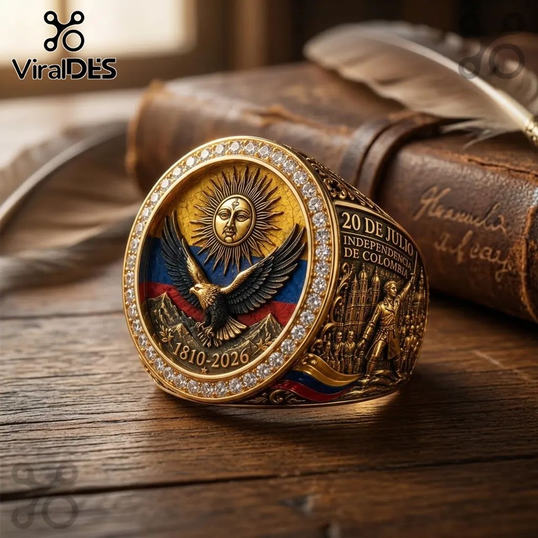Colombia Independence 20 July 1810 Gold Plated Ring
