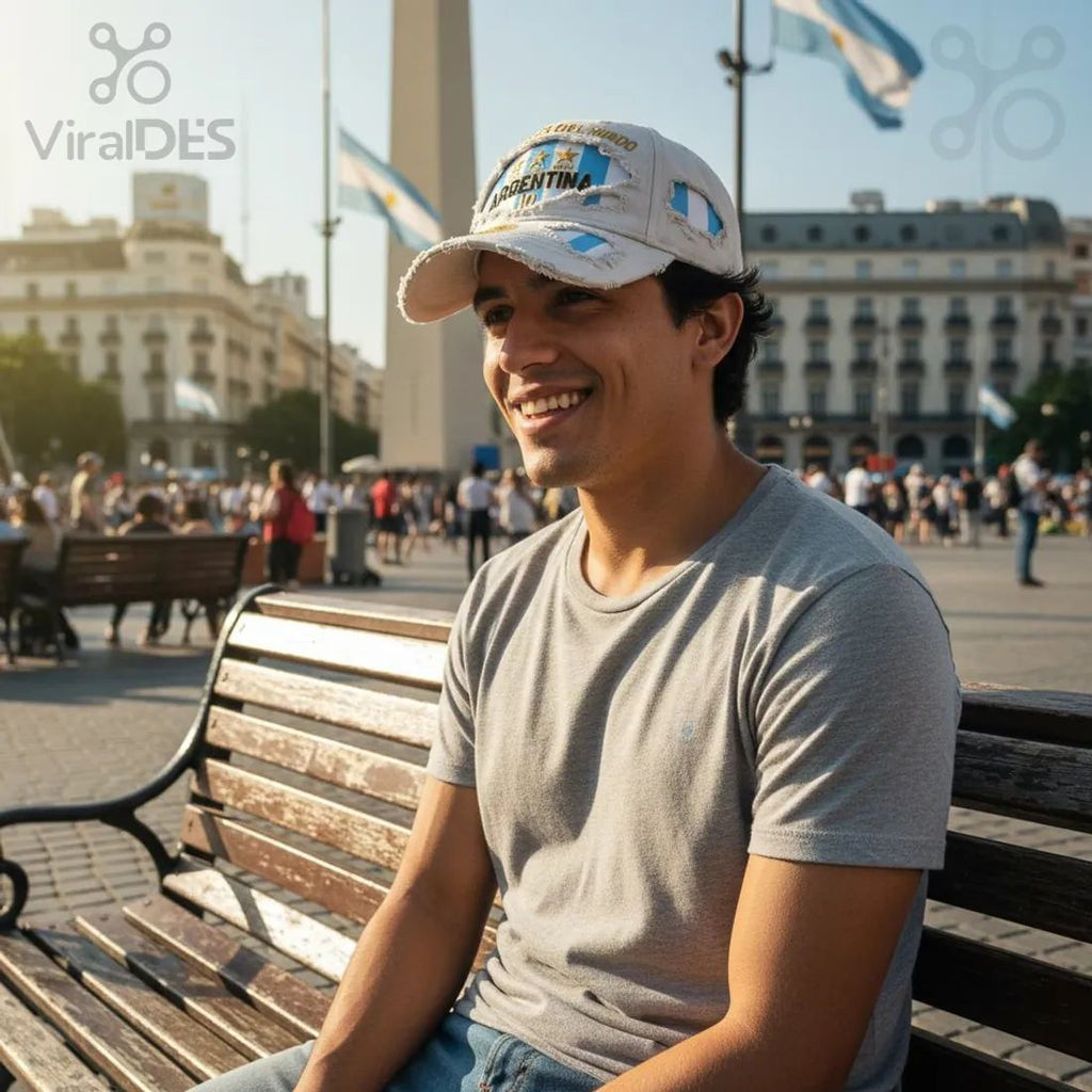 Argentina World Cup Champions 3 Stars Distressed Embroidered Baseball Cap