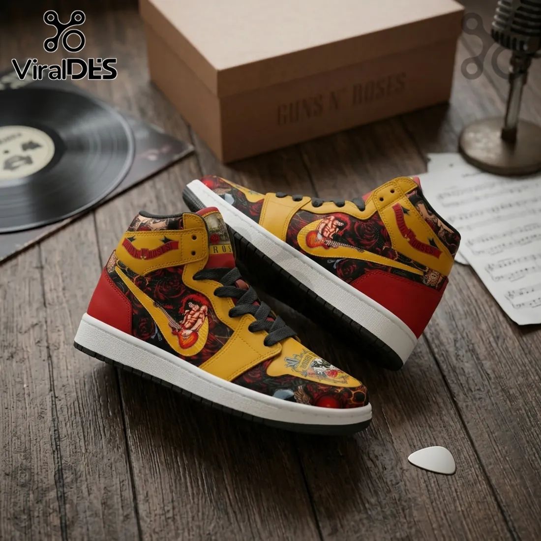 Guns N Roses Rock Band Yellow High Top Sneakers