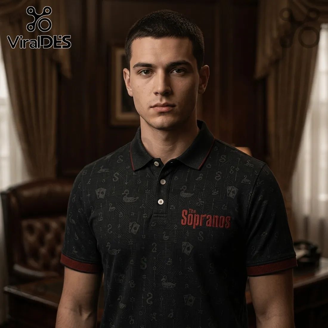 The Sopranos Satriale’s Pork Store Black Polo Shirt