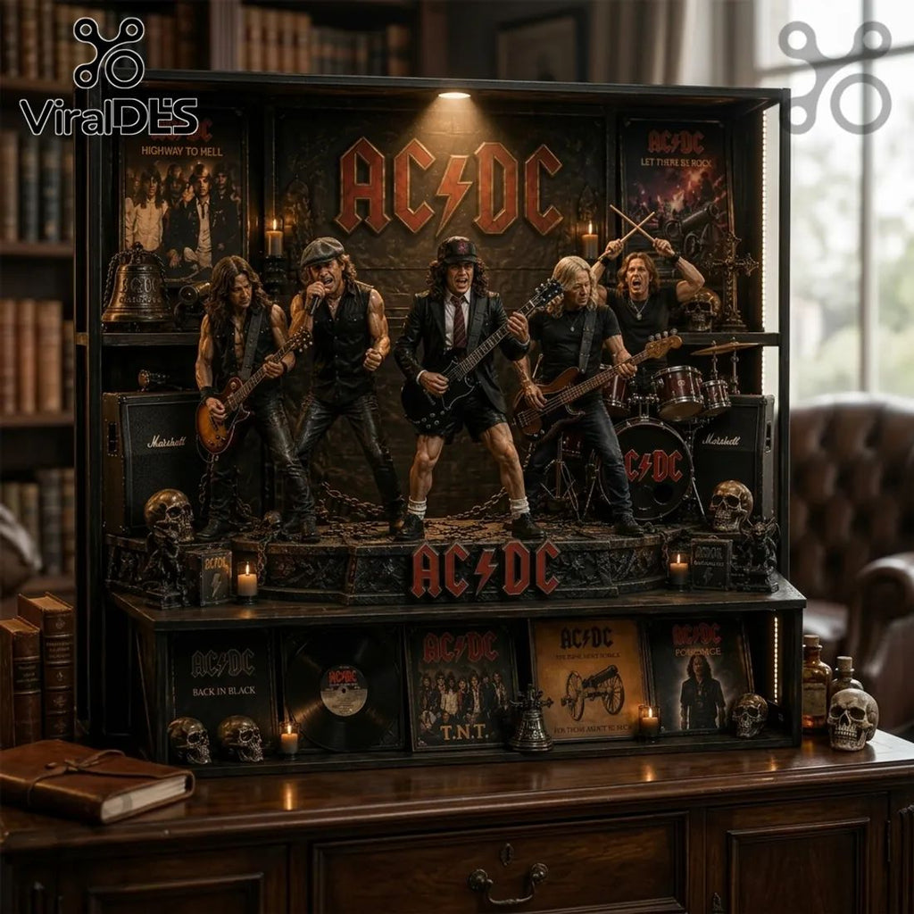 AC/DC Legendary Rock Band Premium Concert Scene Diorama Statue