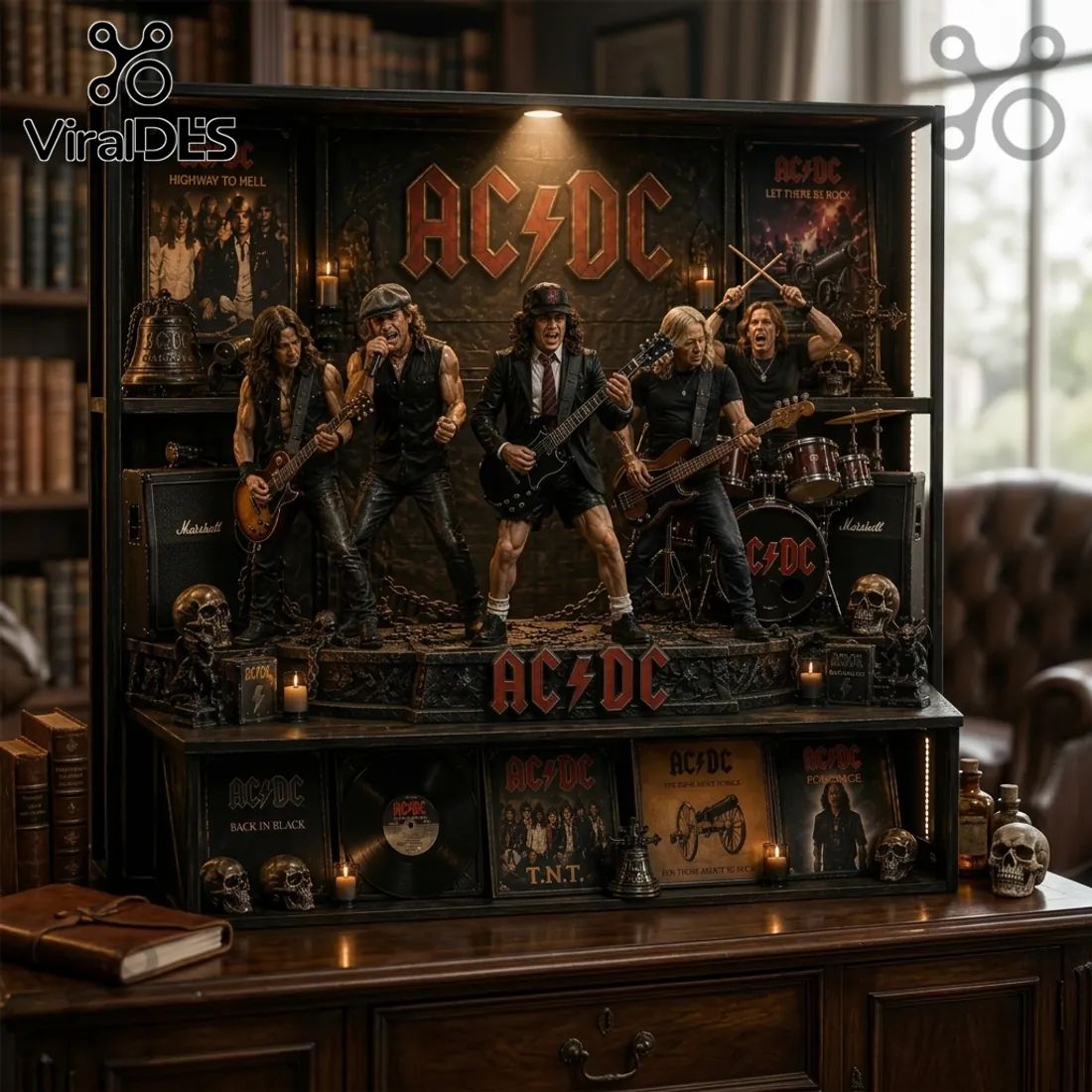 AC/DC Legendary Rock Band Premium Concert Scene Diorama Statue
