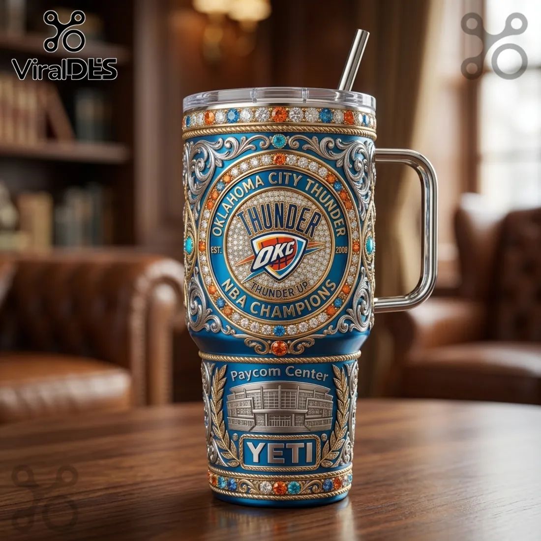 Oklahoma City Thunder Luxury Rhinestone 40oz Tumbler