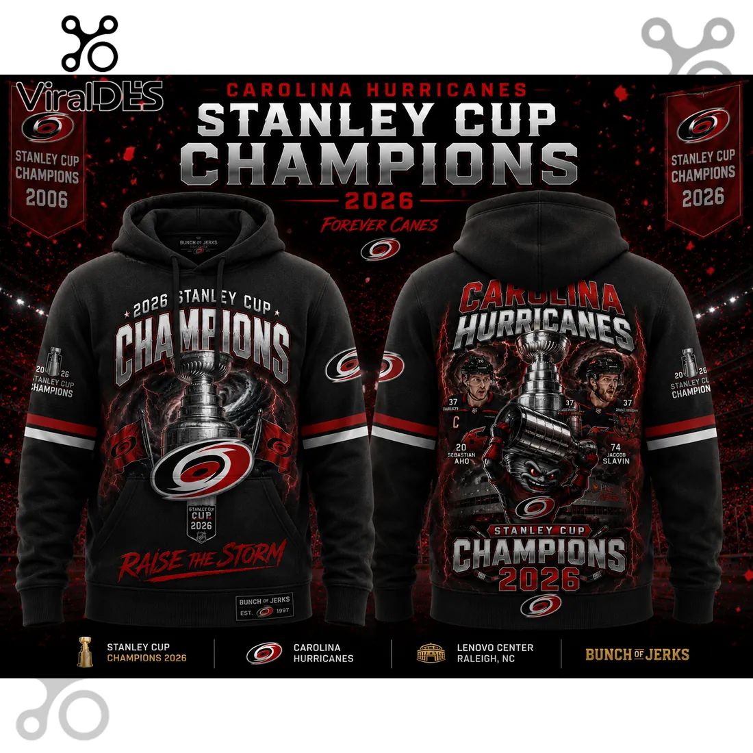 Carolina Hurricanes 2026 Stanley Cup Champions Black Pullover Hoodie