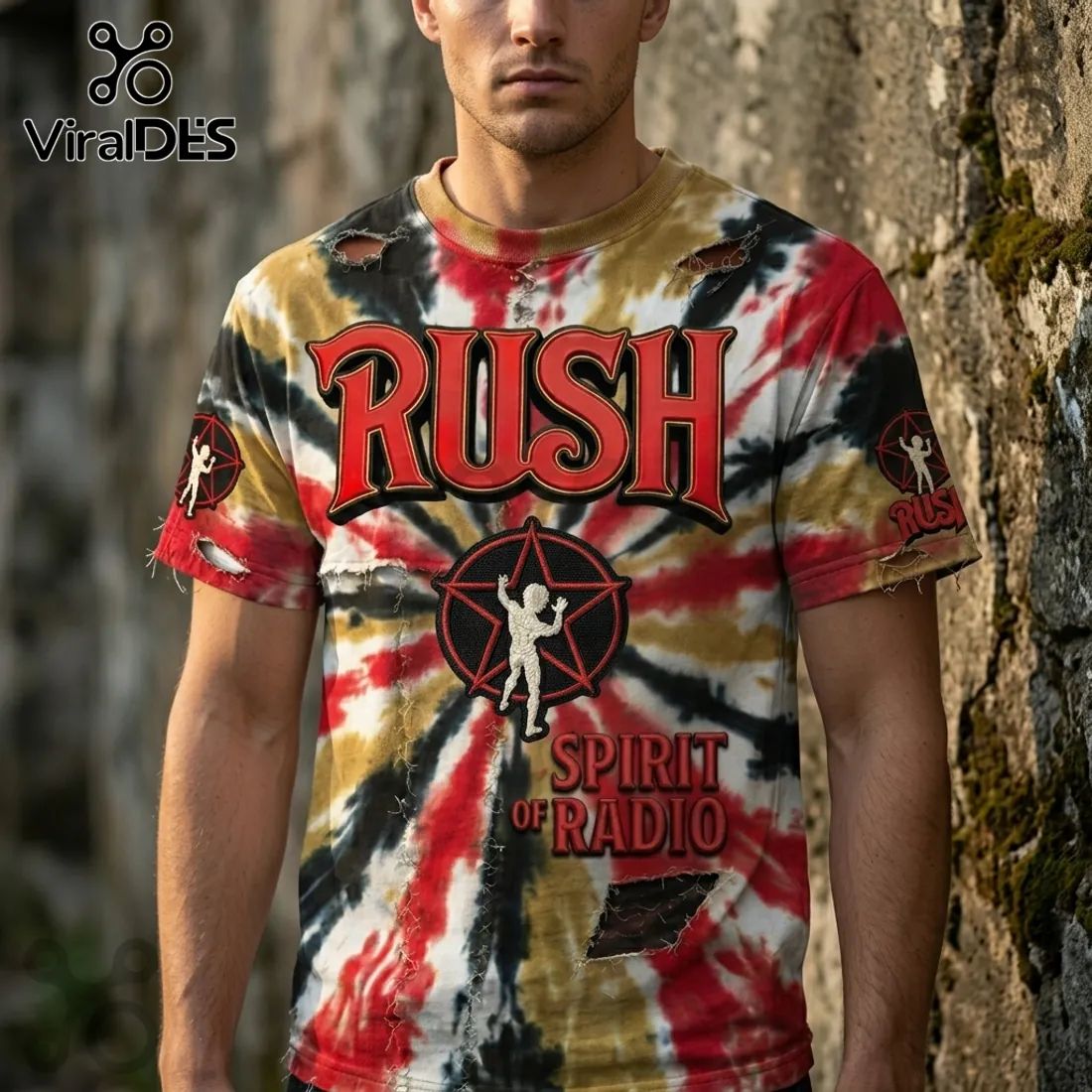 Rush Band Spirit Of Radio Starman Multi Color Distressed T-Shirt