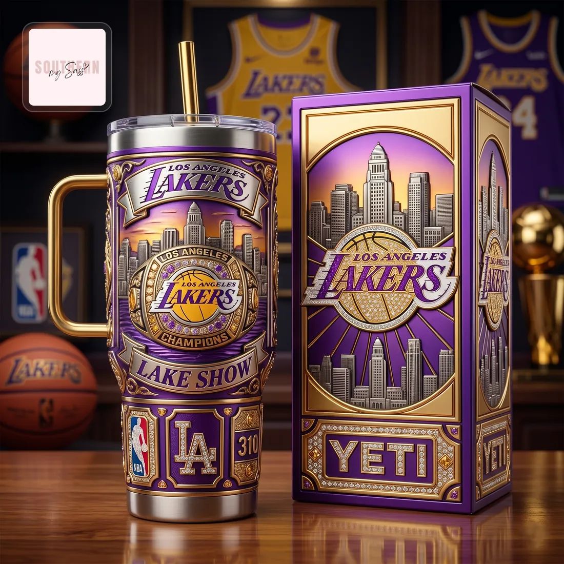 YETI Los Angeles Lakers Luxury Championship 40oz Insulated Tumbler With Handle
