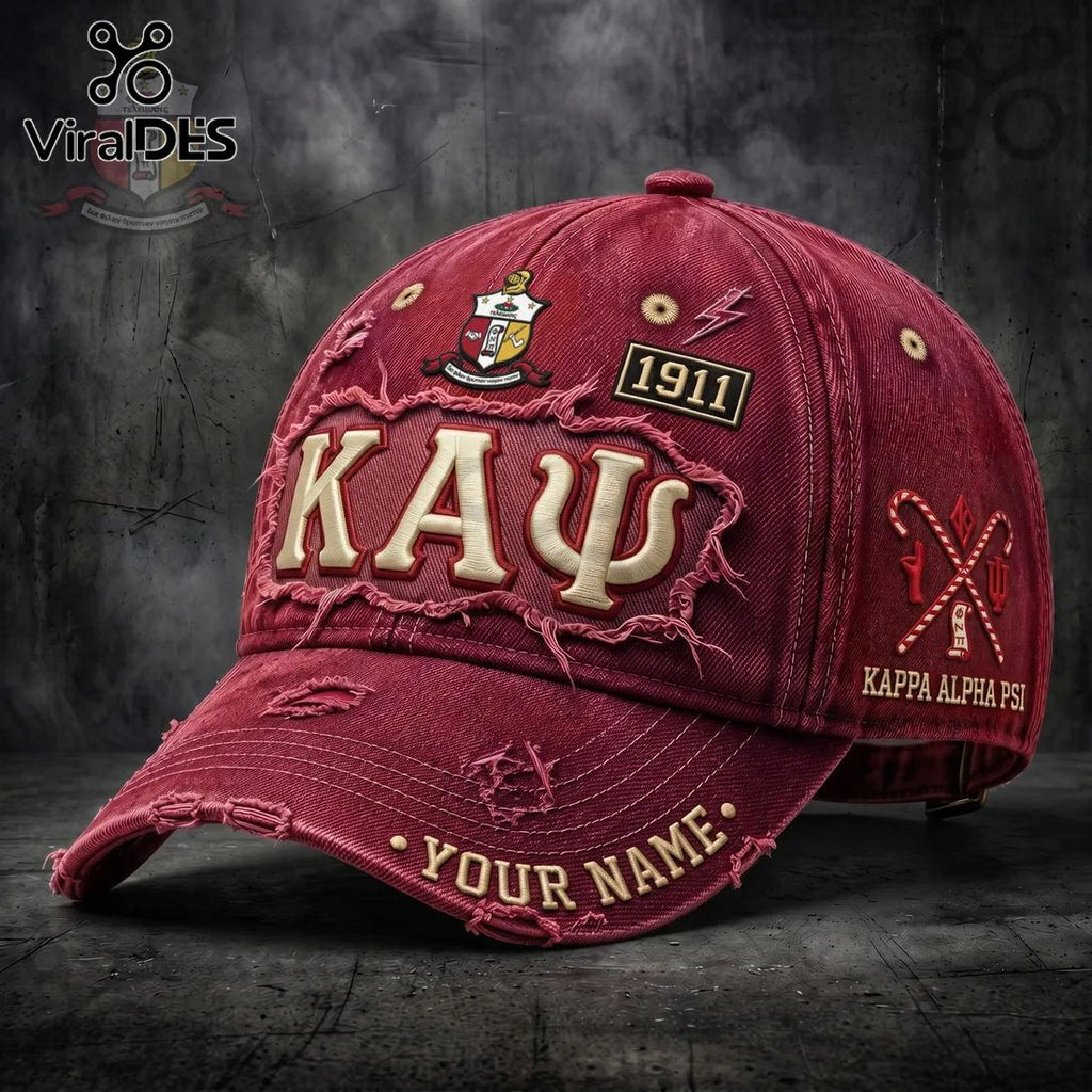 Kappa Alpha Psi 1911 Personalized Crimson Distressed Baseball Cap