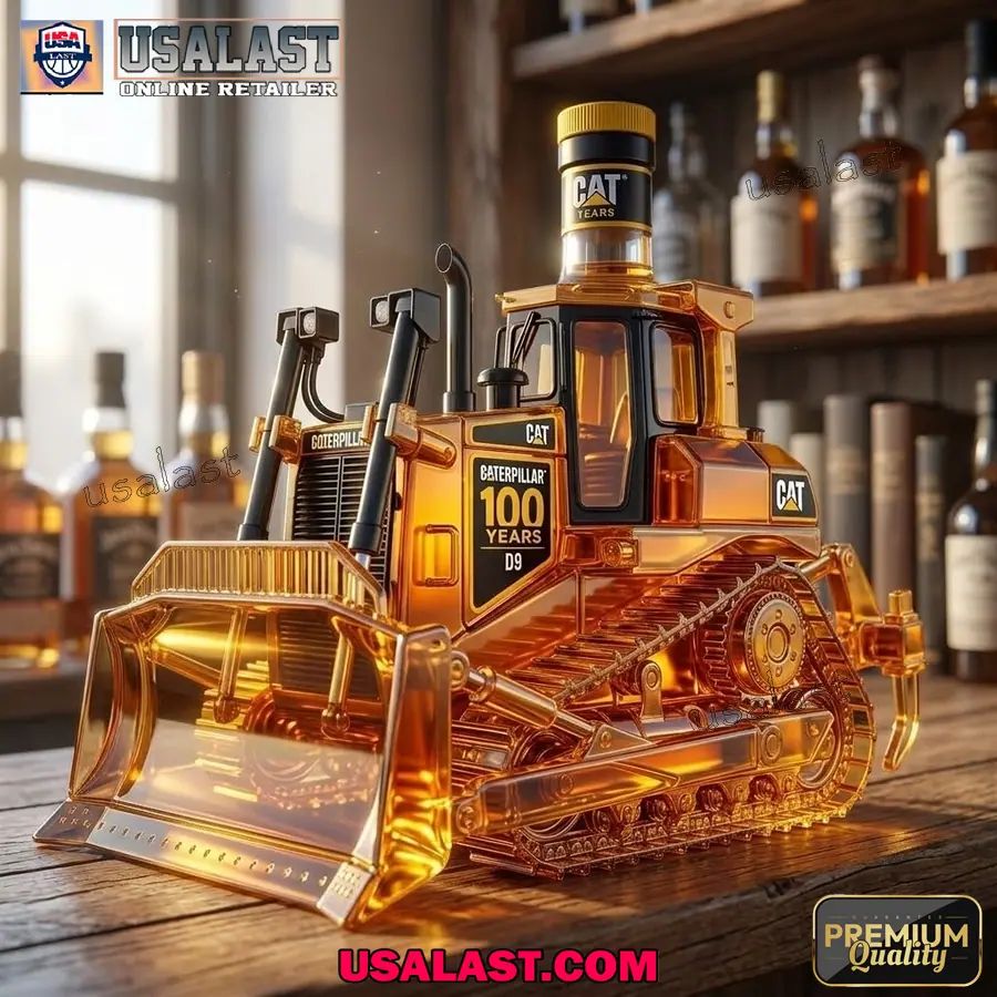 Caterpillar 100th Anniversary D9 Bulldozer Whiskey Bottle