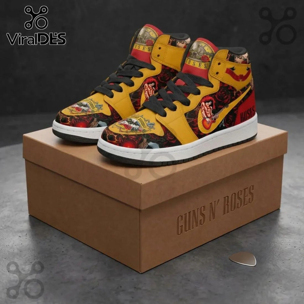 Guns N Roses Rock Band Yellow High Top Sneakers