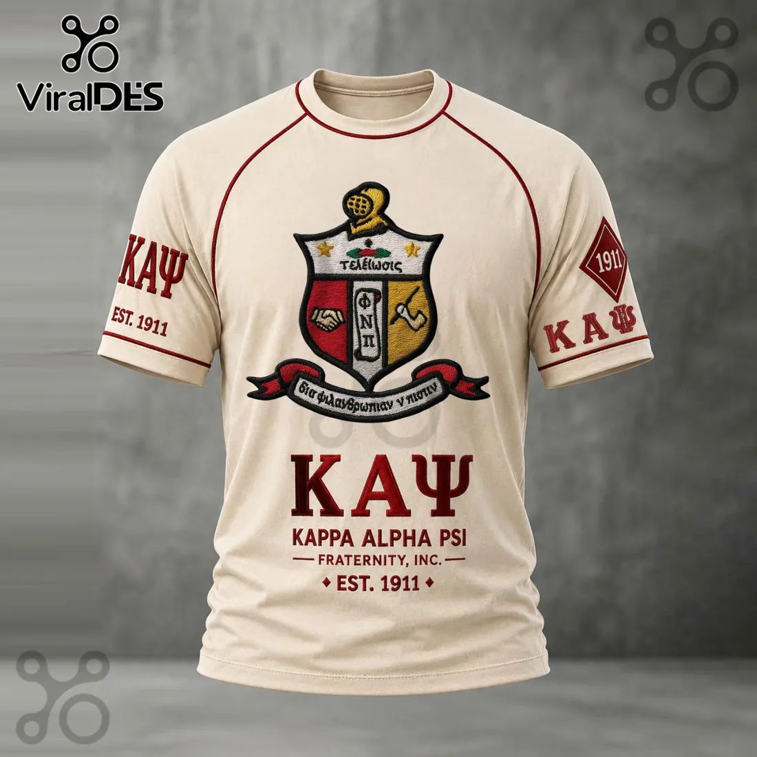 Kappa Alpha Psi Fraternity Crest Vintage Cream T-Shirt