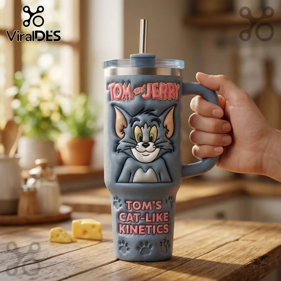 Tom and Jerry Embossed Tom Character Stanley Tumbler